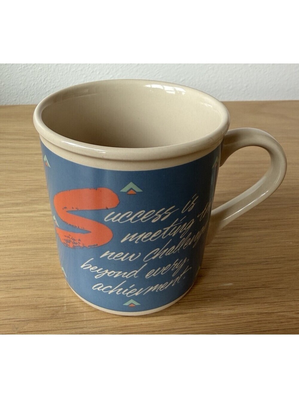 Vintage 1988 Hallmark Success Quote Coffee Mug Blue Ceramic Made in Korea Cup
